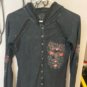 Women’s button down top made by Affliction